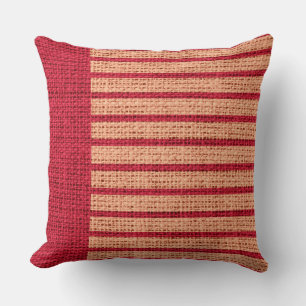  rode strepes Burlap Linen Rustic Jute Kussen