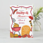 Rode strik achtertuin BabyQ baby shower Kaart (Staand voorkant)