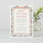 Rode strik baby het is koud buiten baby shower kaart (Staand voorkant)