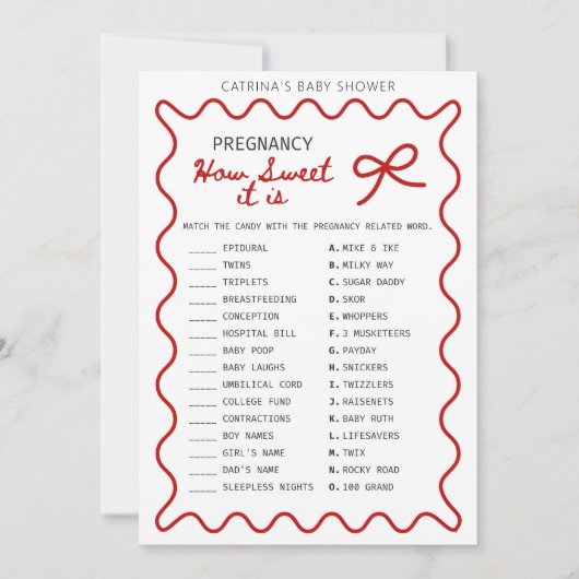 Rode Strik Baby Shower - Bewerkbare Naam, 5x7 Kaart (Voorkant)