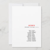 Rode Strik Baby Shower - Bewerkbare Naam, 5x7 Kaart (Achterkant)