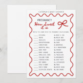 Rode Strik Baby Shower - Bewerkbare Naam, 5x7 Kaart (Voorkant / Achterkant)