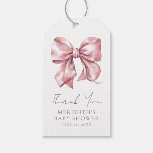 Rode Strik Baby Shower Cadeaulabel (Voorkant)