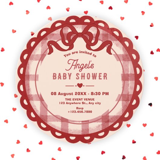 Rode strik baby shower kaart