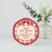 Rode strik baby shower kaart (Staand voorkant)