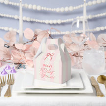 Rode strik baby shower met roze linten