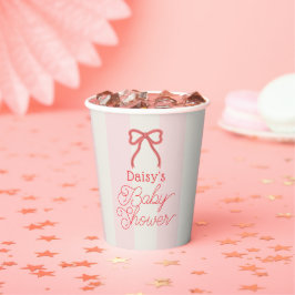 Rode strik baby shower met roze linten papieren bekers