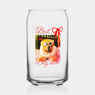 Rode strik beste hond mama papa foto hond/huisdier blikvorm glas