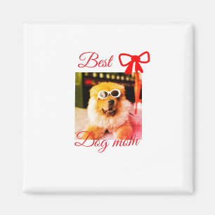 Rode strik beste hond mama papa foto hond/huisdier magneet