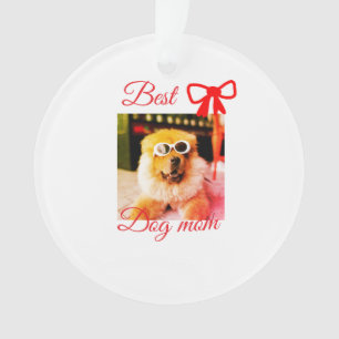 Rode strik beste hond mama papa foto hond/huisdier ornament