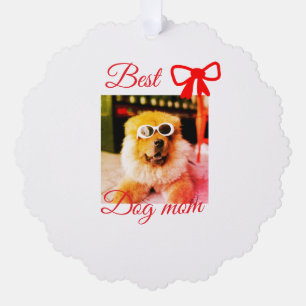 Rode strik beste hond mama papa foto hond/huisdier ornament kaart