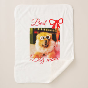 Rode strik beste hond mama papa foto hond/huisdier sherpa deken