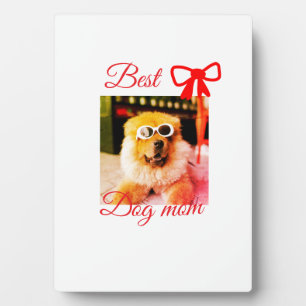 Rode strik beste hond moeder vader foto hond/huisd fotoplaat