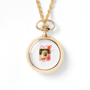Rode strik beste hond moeder vader foto hond/huisd horloge