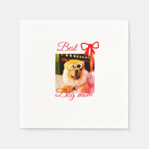 Rode strik beste hond moeder vader foto hond/huisd servet