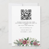 Rode strik bloemige winter kerst bruiloft QR-code Kaart (Achterkant)