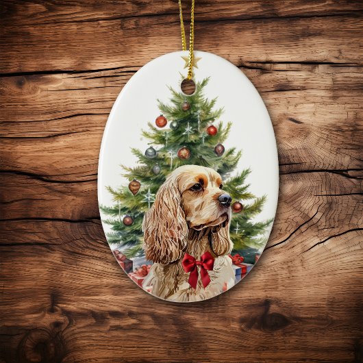 Rode strik blonde Cocker Spaniel hond Keramisch Ornament