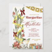 Rode strik cactus kerst Margaritas en maretak Kaart (Voorkant)