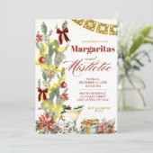 Rode strik cactus kerst Margaritas en maretak Kaart (Staand voorkant)