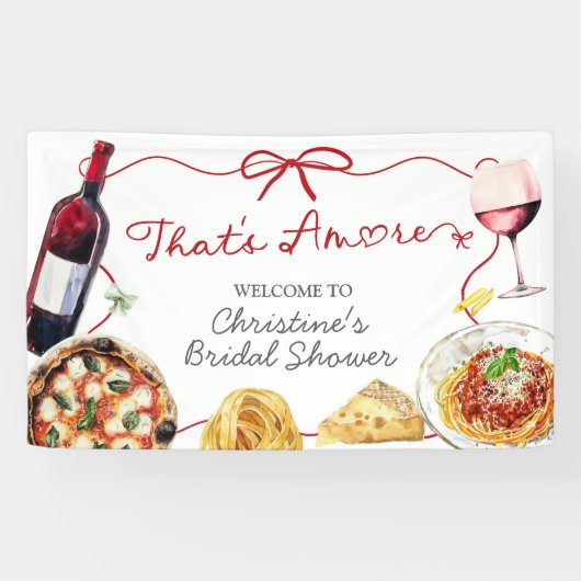 Rode strik Coquette Amore Groot bannerbord Spandoek (Horizontaal)