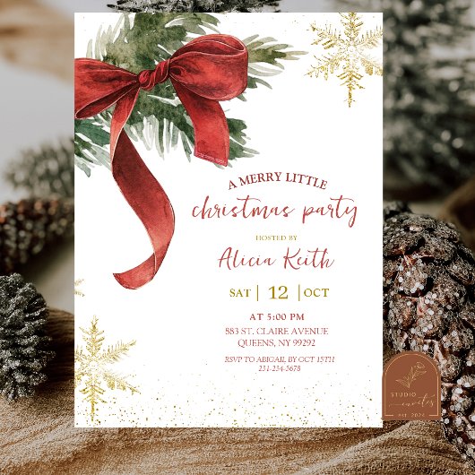 Rode strik coquette kerstfeest kaart
