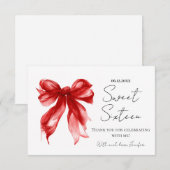 Rode strik coquette script Sweet 16 bedankt  (Voorkant / Achterkant)