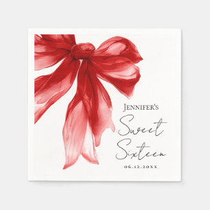Rode strik coquette script Sweet 16-feest Servet