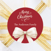 Rode strik crème Kerstmis Ronde Sticker