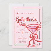 Rode Strik Drank Galentine's Day Kaart (Voorkant)