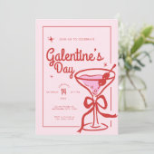 Rode Strik Drank Galentine's Day Kaart (Staand voorkant)