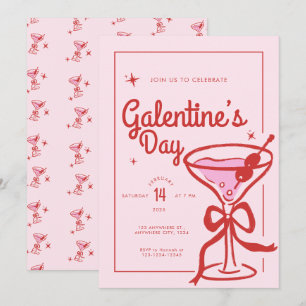 Rode Strik Drank Galentine's Day Kaart