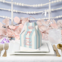 Rode strik en blauwe strepen baby shower