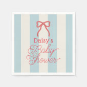 Rode strik en blauwe strepen baby shower servet (Voorkant)