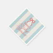 Rode strik en blauwe strepen baby shower servet (Hoek)