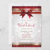 Rode strik en goud witte glitters Elegante feestel Kaart (Voorkant)