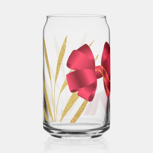 rode strik en gouden bladeren blikvorm glas (Voorkant)