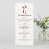 Rode strik, feestelijk kerstmenu kaart (Staand voorkant)
