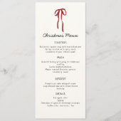 Rode strik, feestelijke kerstmenu Kaart (Voorkant)