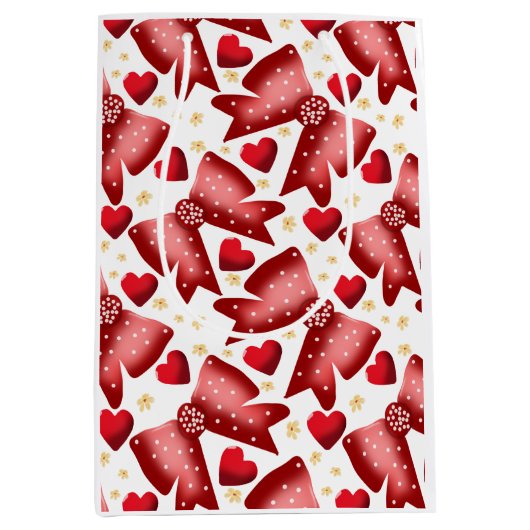 Rode Strik Gespselloos Hartpatroon Cute Medium Cadeauzakje (Voorkant)