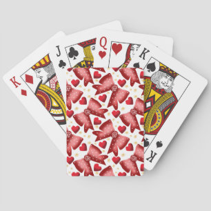 Rode Strik Gespselloos Hartpatroon Cute  Pokerkaarten