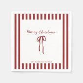 Rode strik gestreepte kerst servet (Voorkant)