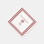 Rode strik gestreepte kerst servet (Hoek)