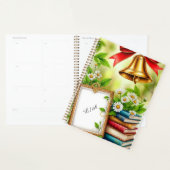 Rode strik, gouden bel en decoratieve elementen planner (Display)