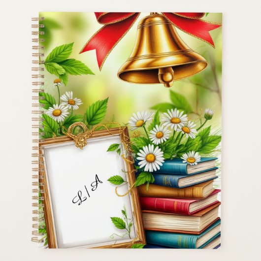 Rode strik, gouden bel en decoratieve elementen planner (Voorkant)