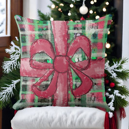 Rode strik groen wit tartan feestelijk schattig gl kussen