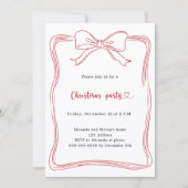 Rode strik handgetekend Kerstfeest Kaart (Voorkant)