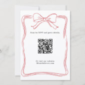 Rode strik handgetekende QR-code kerstfeest Kaart (Achterkant)