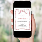 Rode strik handgetekende QR-code kerstfeest Kaart