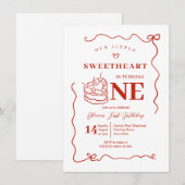 Rode strik handgetrokken kleine lieverd die er een kaart (Voorkant / Achterkant)