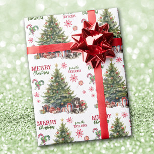 Rode Strik Havanese Hond Kerstboom Cadeaupapier